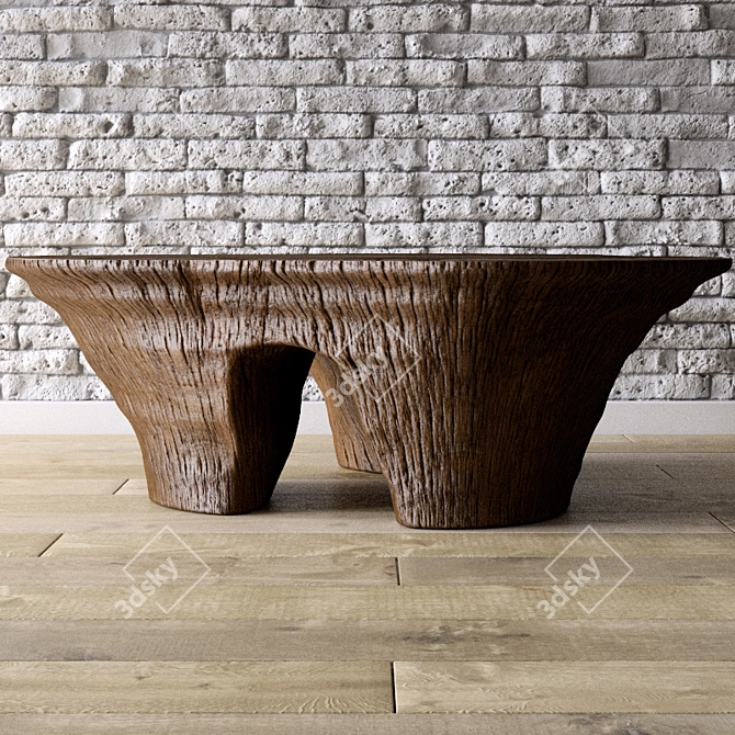 Rustic Tree Trunk Table 3D model image 1