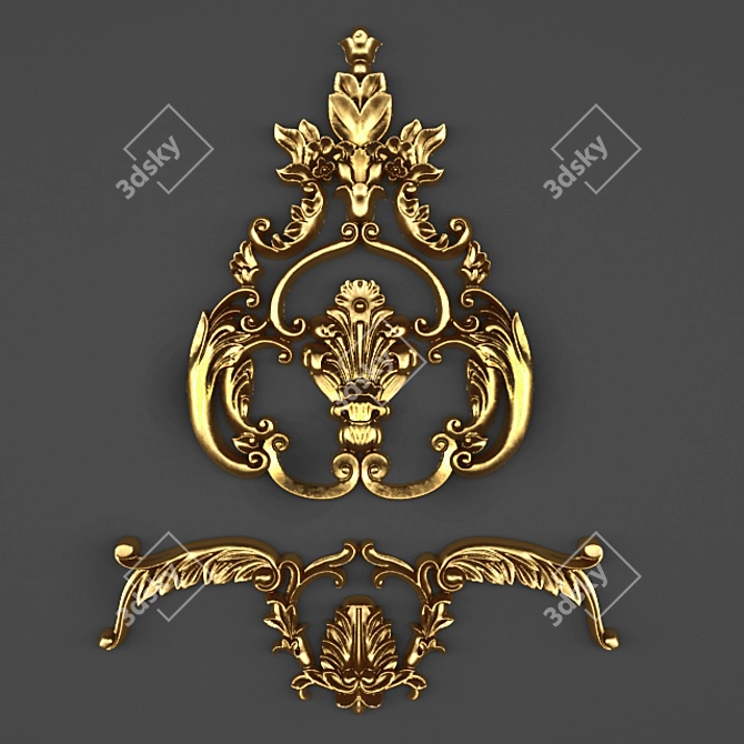 Cartouche Crown Stucco 3D model image 1