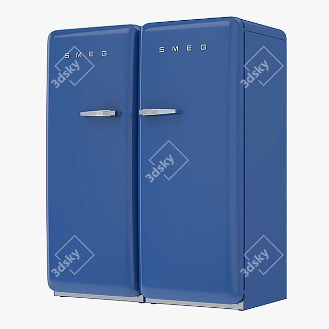 Sleek Smeg Refrigerator and Freezer 3D model image 1