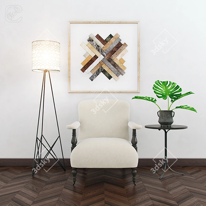 Ethnic-inspired Table & Chair 3D model image 1