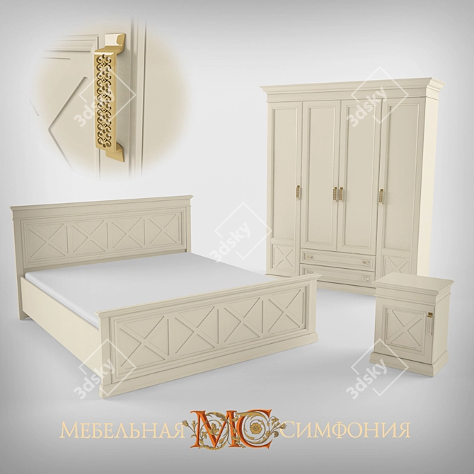 Enchanting Provence Collection: Wardrobe, Bed, Dresser 3D model image 1