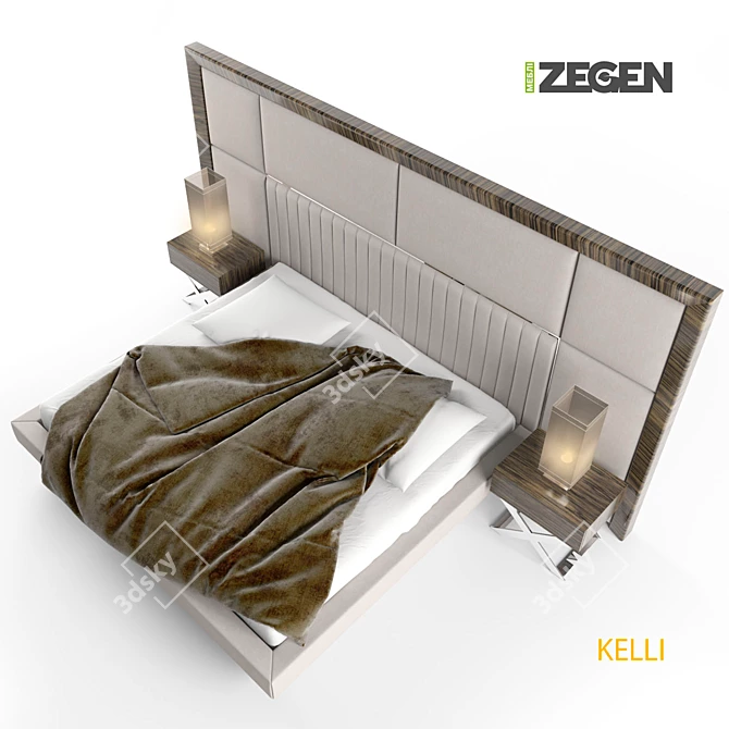 ZEGEN KELLI Bed: Stylish Comfort 3D model image 1