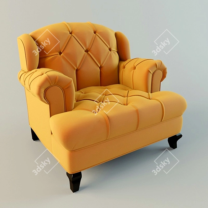Classic Style Chair with Straps 3D model image 1