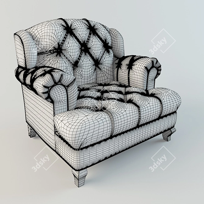 Classic Style Chair with Straps 3D model image 3