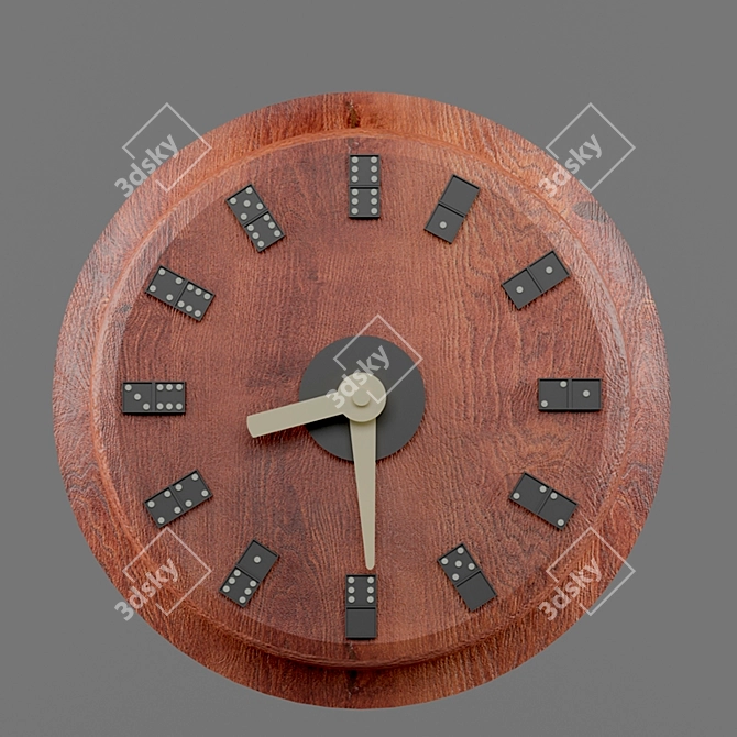 Dominoes Wood Wall Clock 3D model image 1