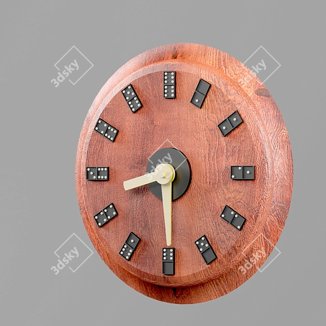 Dominoes Wood Wall Clock 3D model image 2