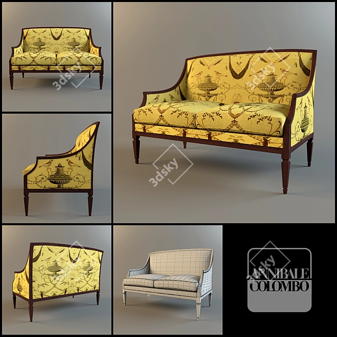 Modern Time Annibale 2-Seater Sofa 3D model image 1