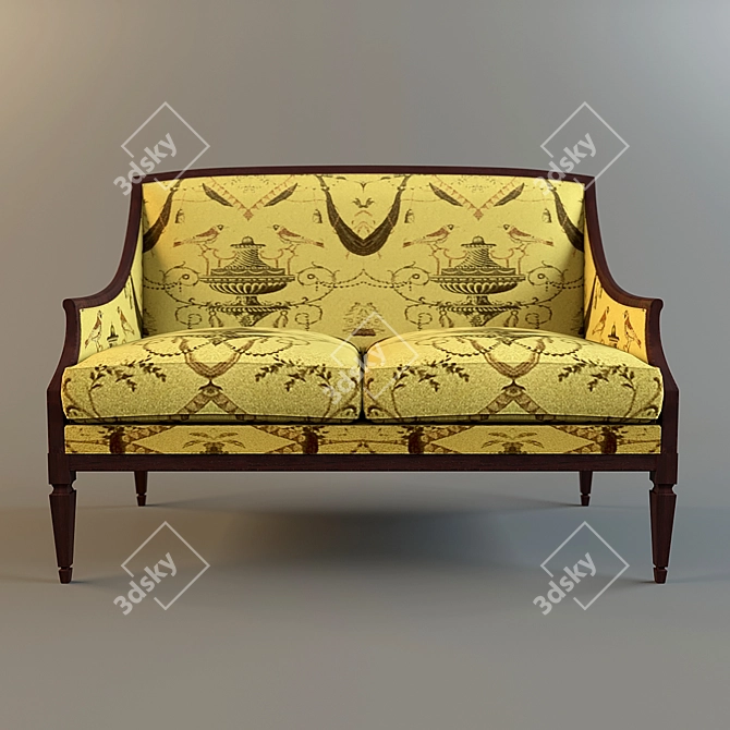 Modern Time Annibale 2-Seater Sofa 3D model image 2