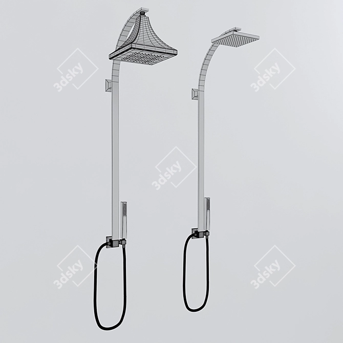 Elegant Shower Bar Deco 3D model image 2