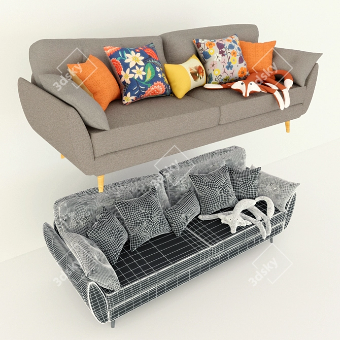 Sleek Zinc French Connection Sofa 3D model image 1