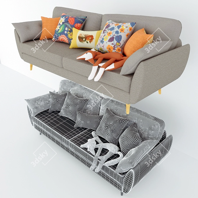 Sleek Zinc French Connection Sofa 3D model image 2