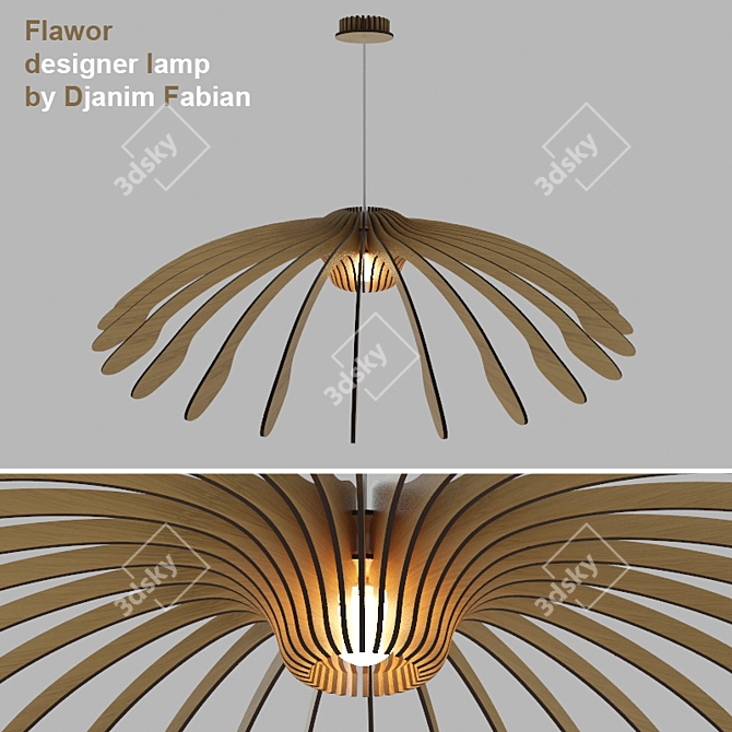 Bamboo Petal Chandelier: Flawor 3D model image 1