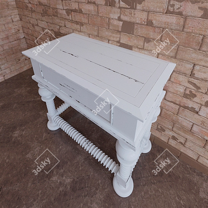 Steven Shell Console
Handcrafted Rustic Console
Antique-inspired Wooden Console
Vintage Style Hallway Table
Artisan Made 3D model image 3