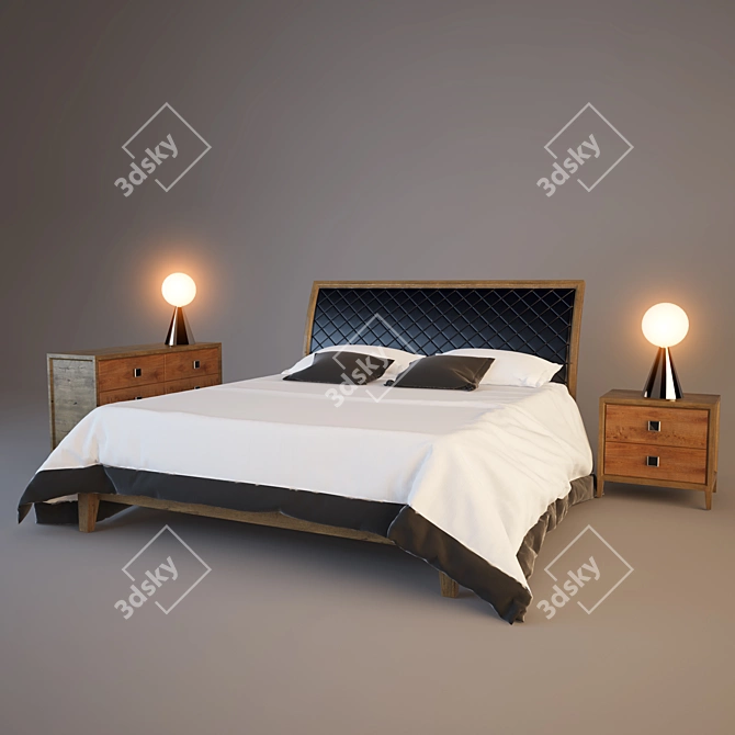 Modern Italian Bed Set 3D model image 1