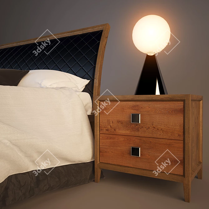 Modern Italian Bed Set 3D model image 2