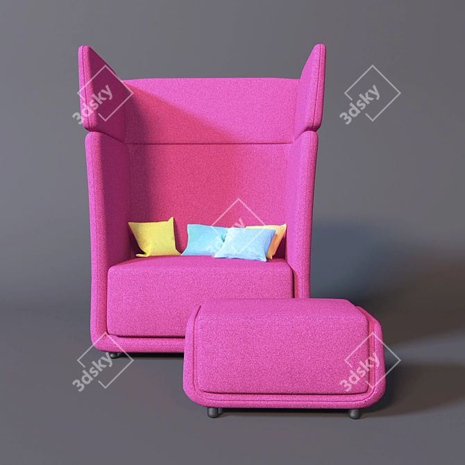 Modular Sofa and Ottoman Set 3D model image 2