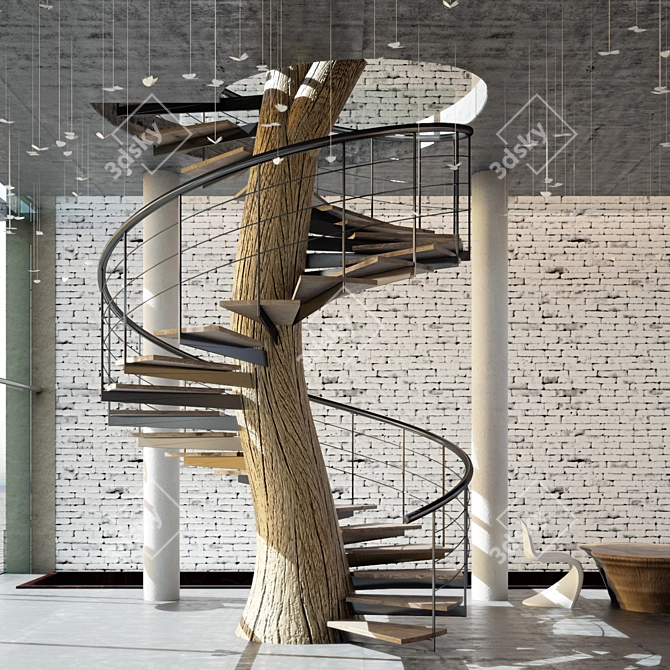 Woodland Spiral Staircase 3D model image 2