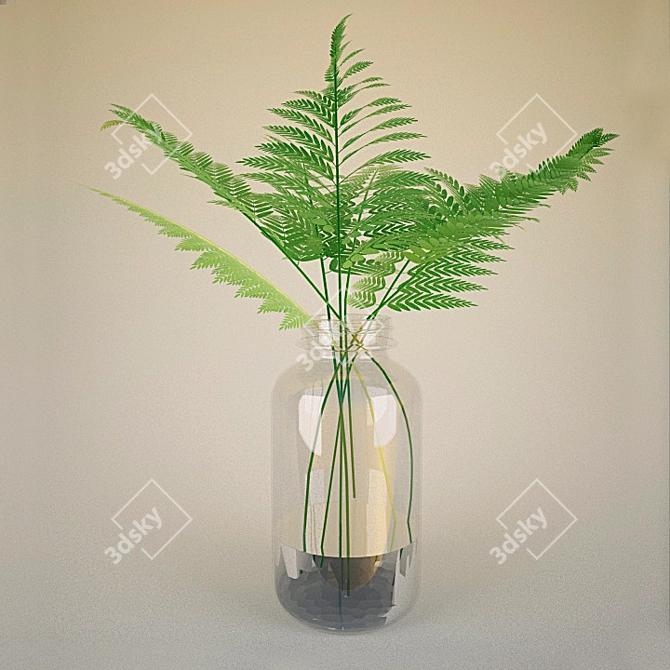 Fern in Elegant Vase 3D model image 1