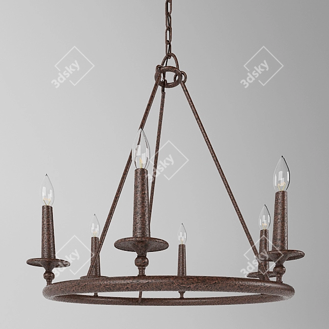 Majestic Moorish-inspired Scroll Chandelier 3D model image 1