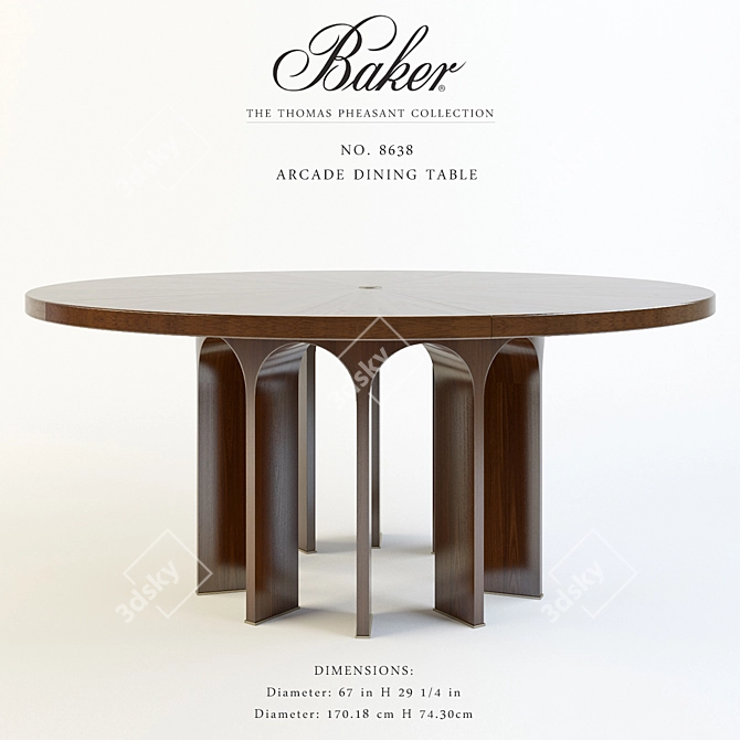 Elegant Arcade Dining Table 3D model image 1