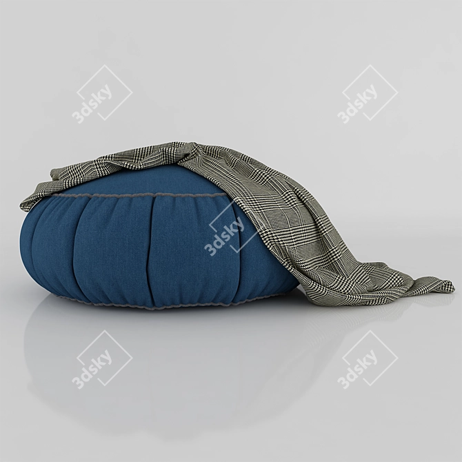 Modern Pouf with Plaid 3D model image 1