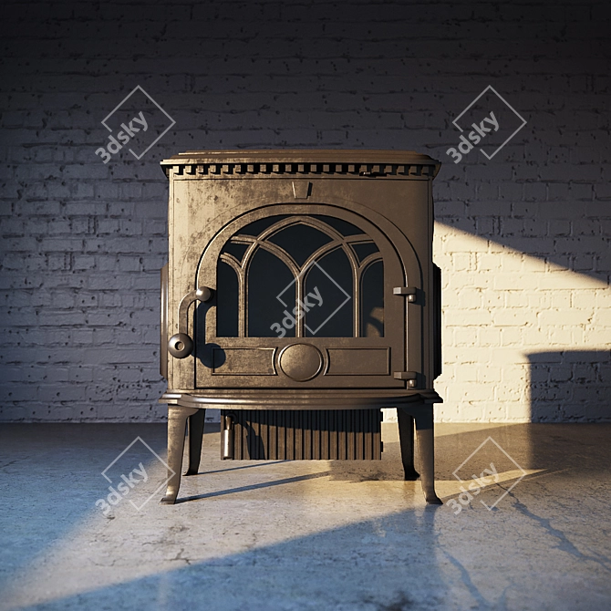 Classic Wood Burning Stove 3D model image 1