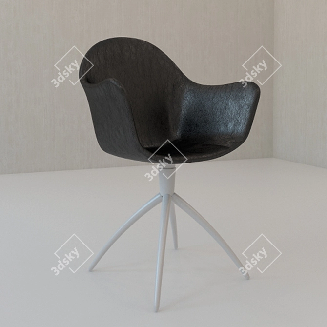 Modern Black Leather Chair 3D model image 1