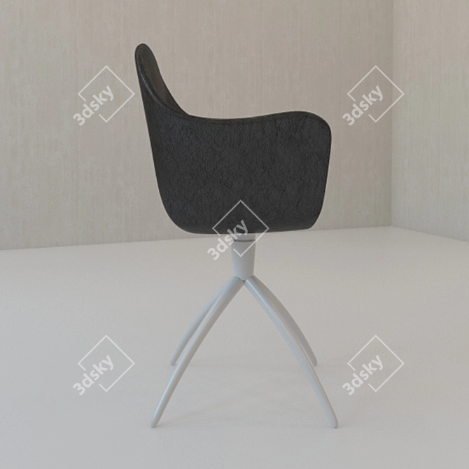 Modern Black Leather Chair 3D model image 2