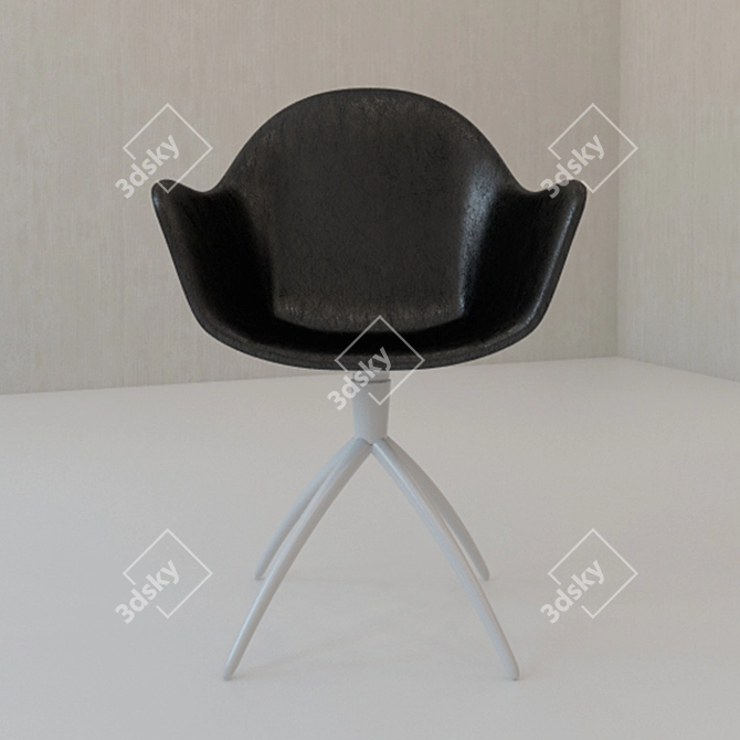 Modern Black Leather Chair 3D model image 3