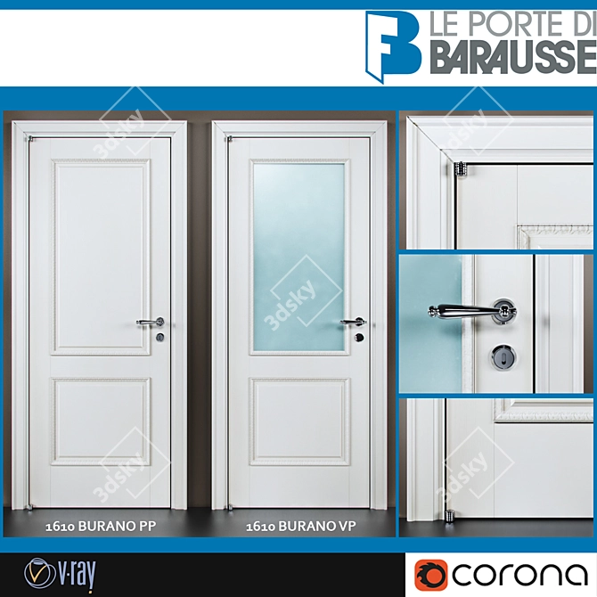 Premium Barausse Doors - Corona and Vray Materials 3D model image 1