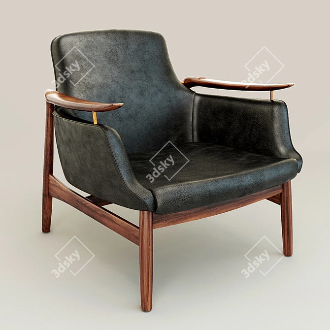 Modern Danish Design Armchair 3D model image 1