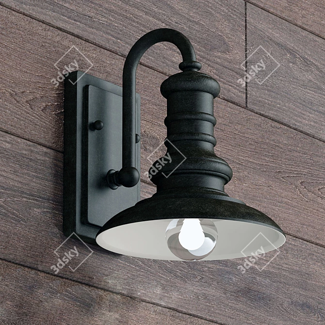 Rustic Industrial Outdoor Wall Sconce 3D model image 1