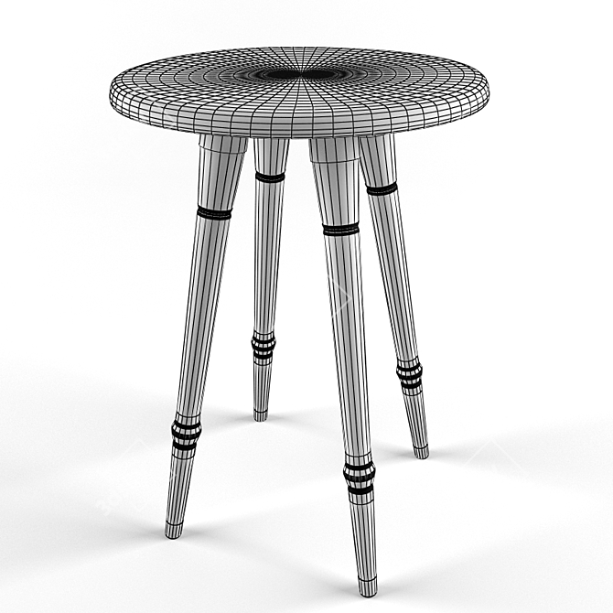 Wooden Stool 3D model image 2