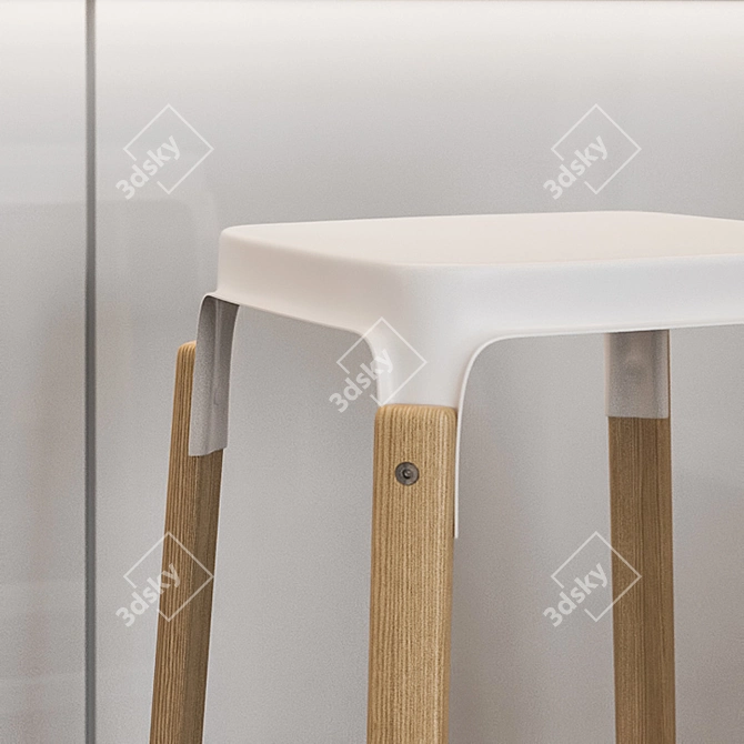 Steelwood Stool: Versatile Seating with Timeless Charm 3D model image 3