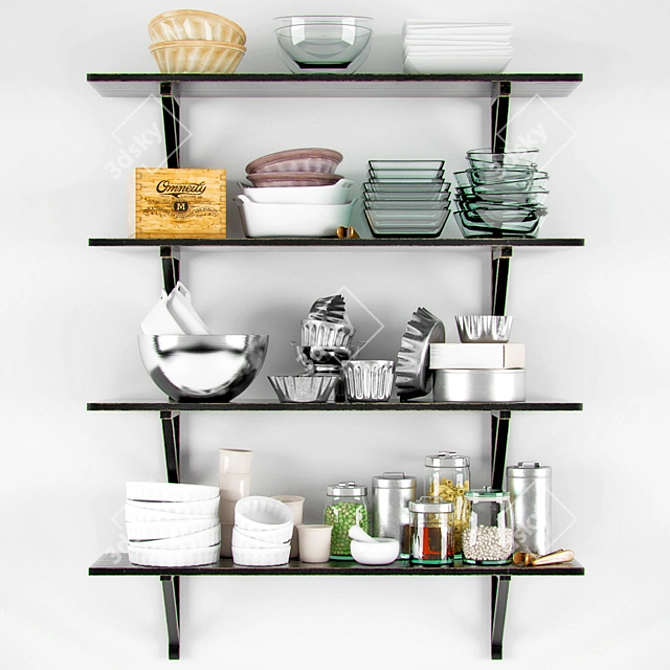 Kitchenware Shelf: Organize and Display Your Kitchen Essentials 3D model image 1