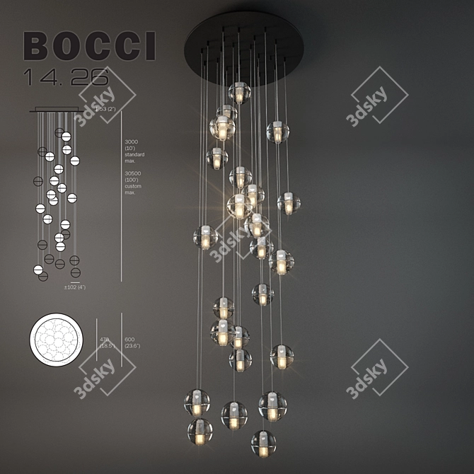 Bocci 14.26: Exquisite Floating Glass Sphere Lighting 3D model image 1