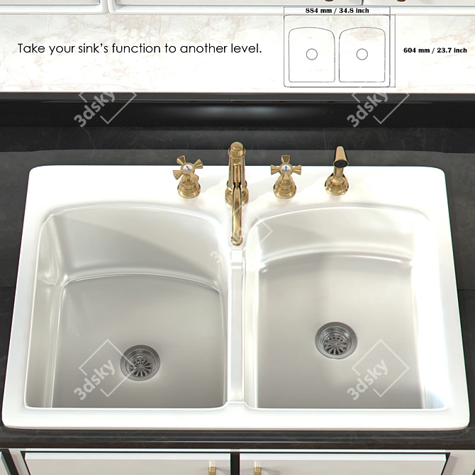 Modern Stainless Steel Kitchen Sink 3D model image 1