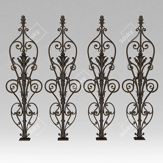 Elegant Forged Baluster 3D model image 2