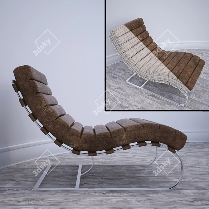 Vintage Leather Dobbs Chair 3D model image 2