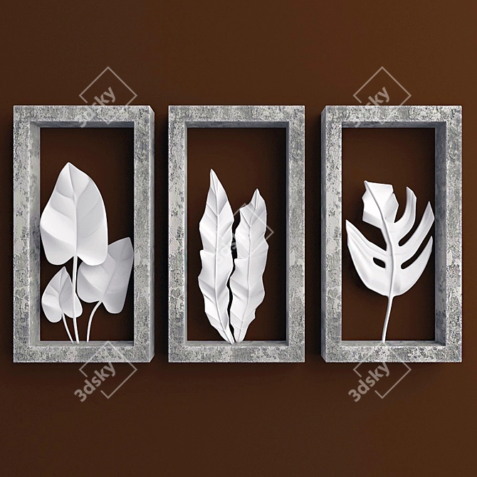 Leaf Silhouette Wall Art 3D model image 1