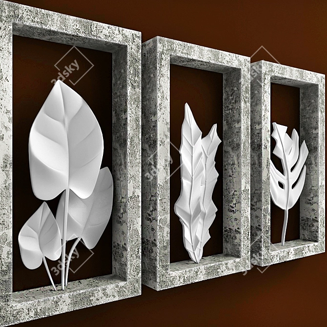 Leaf Silhouette Wall Art 3D model image 2