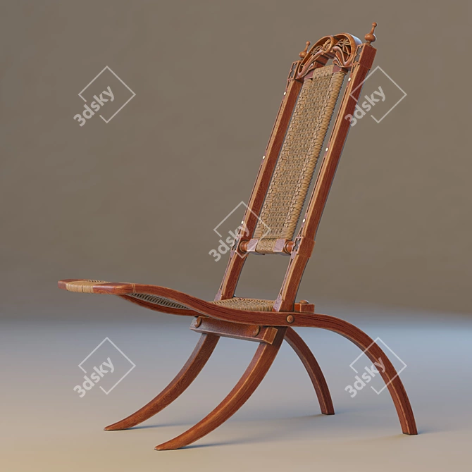 Elegant Victorian Folding Chair 3D model image 2