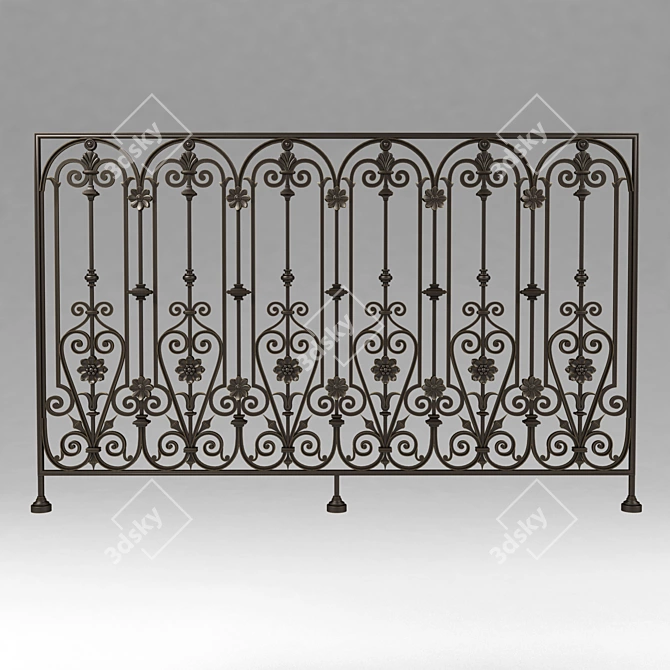 Elegant Iron Railing: Handcrafted Beauty 3D model image 1