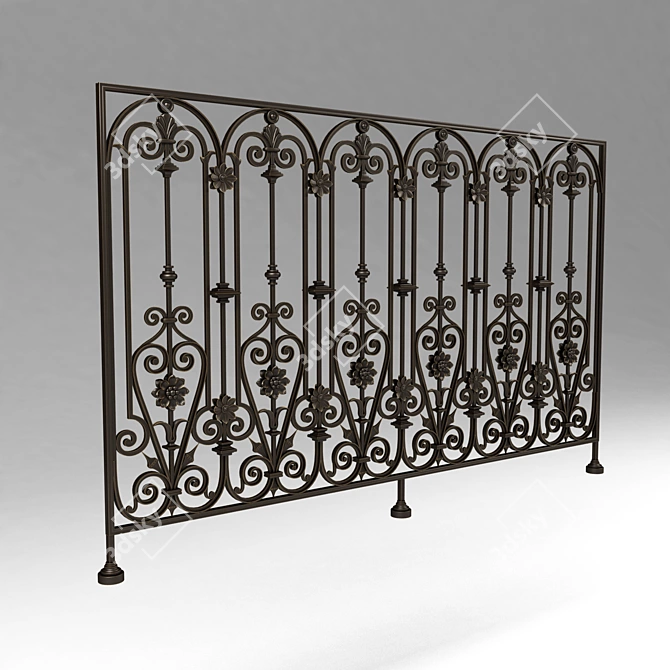 Elegant Iron Railing: Handcrafted Beauty 3D model image 2