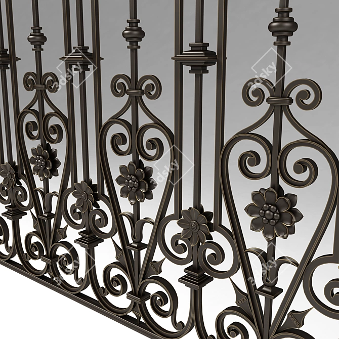 Elegant Iron Railing: Handcrafted Beauty 3D model image 3