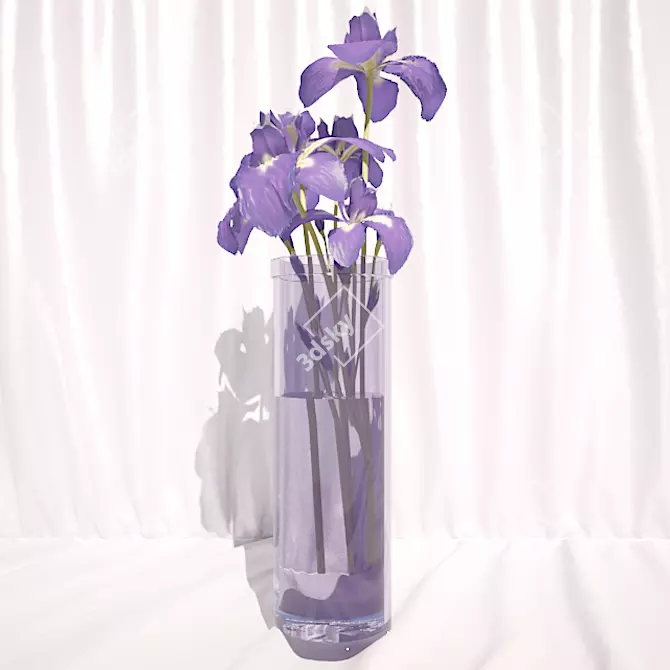 Captivating Dark Purple Irises 3D model image 1