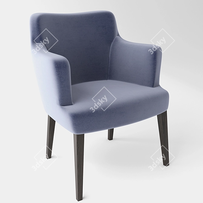 Cosy Blue Plush Chair 3D model image 1