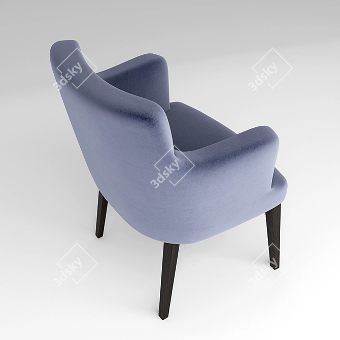 Cosy Blue Plush Chair 3D model image 2