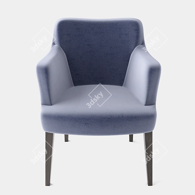 Cosy Blue Plush Chair 3D model image 3