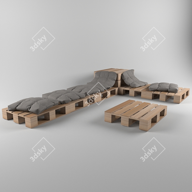 Rustic Pallet Sofa 3D model image 1